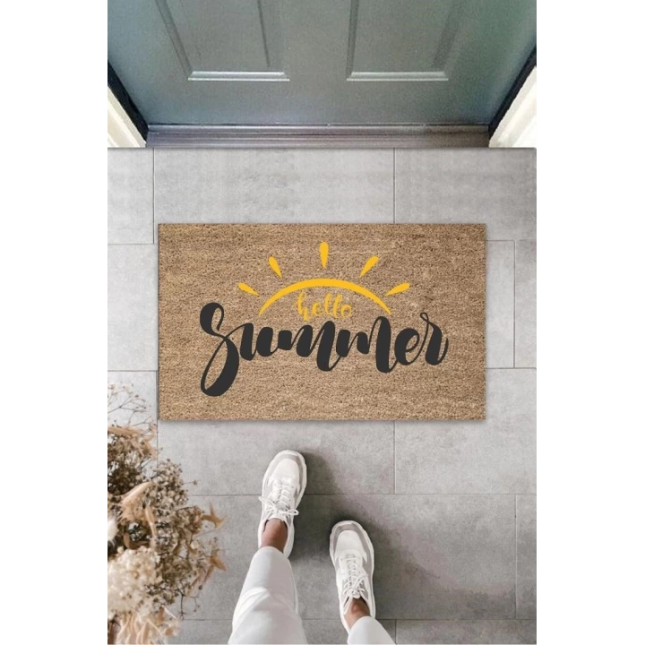 BFS Kahverengi Kapı Önü Paspası Hello Summer Güneş Desen  K-3270