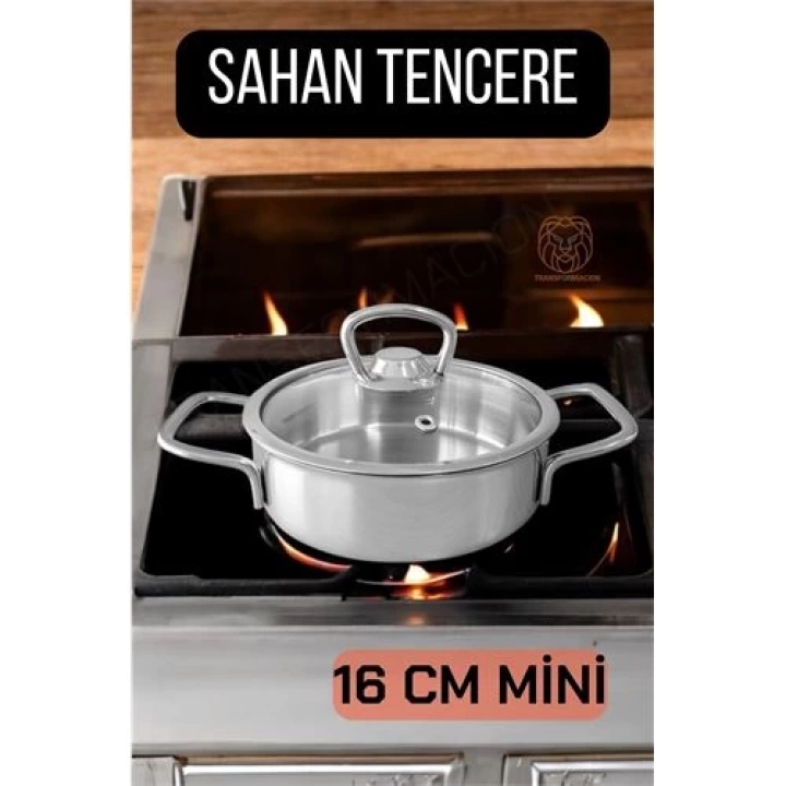 BFS Kapaklı Sahan Tencere 16 cm Mini Paslanmaz Çelik