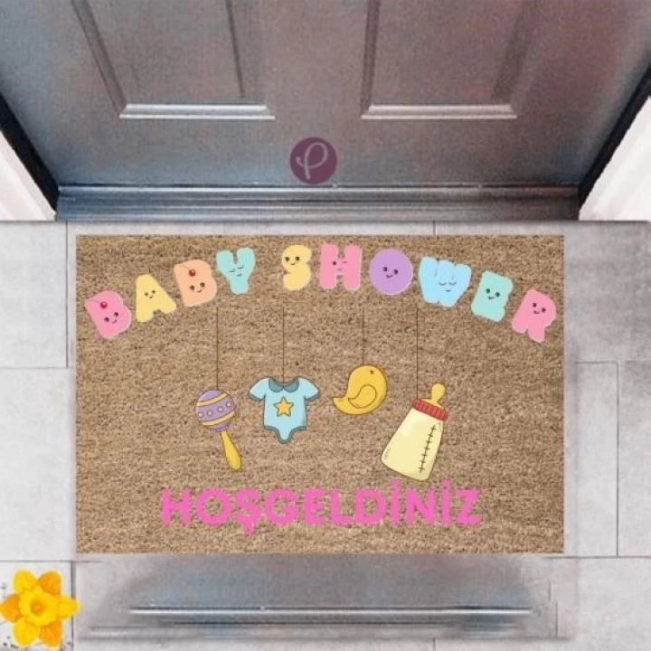 BFS Kapı Önü Paspası Dekoratif Dijital Baskı Baby Shower P-2486