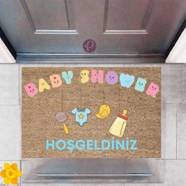 BFS Kapı Önü Paspası Dekoratif Dijital Baskı Baby Shower P-2487