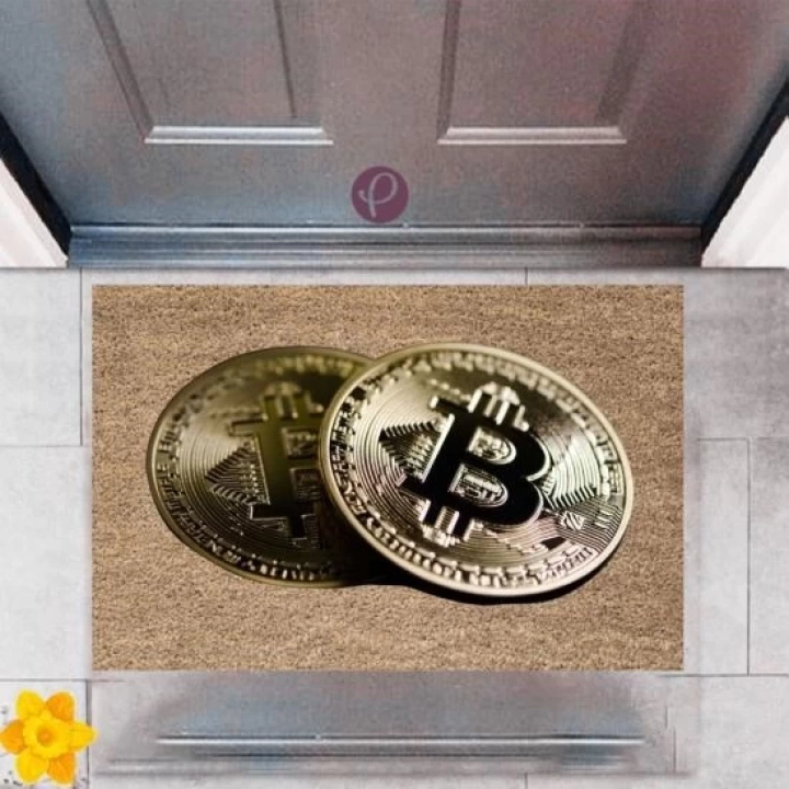 BFS Kapı Önü Paspası Dekoratif Dijital Baskı Bitcoin P-2476