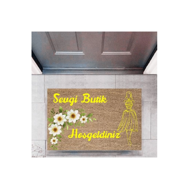 BFS Kapı Önü Paspası Dekoratif Dijital Baskı Butik Hoşgeldiniz P-2445