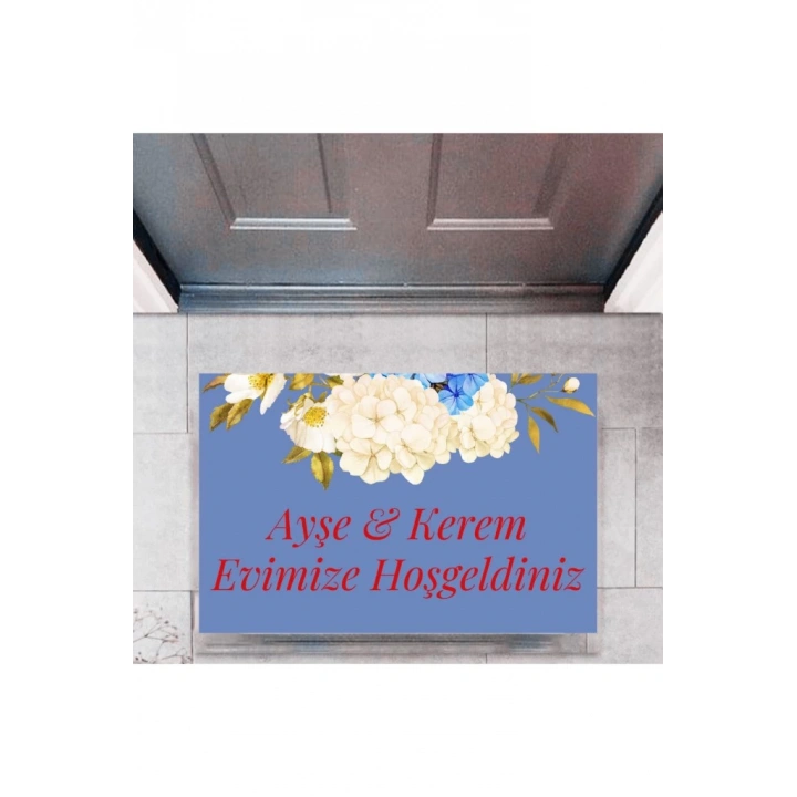 BFS Kapı Önü Paspası Dekoratif Dijital Baskı Evimize Hoşgeldiniz P-2455
