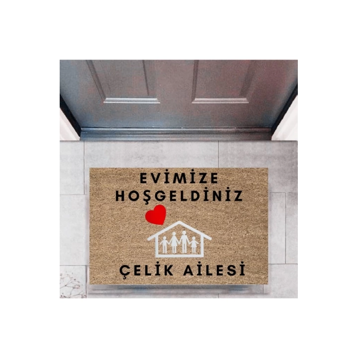 BFS Kapı Önü Paspası Dekoratif Dijital Baskı Evimize Hoşgeldiniz P-2465