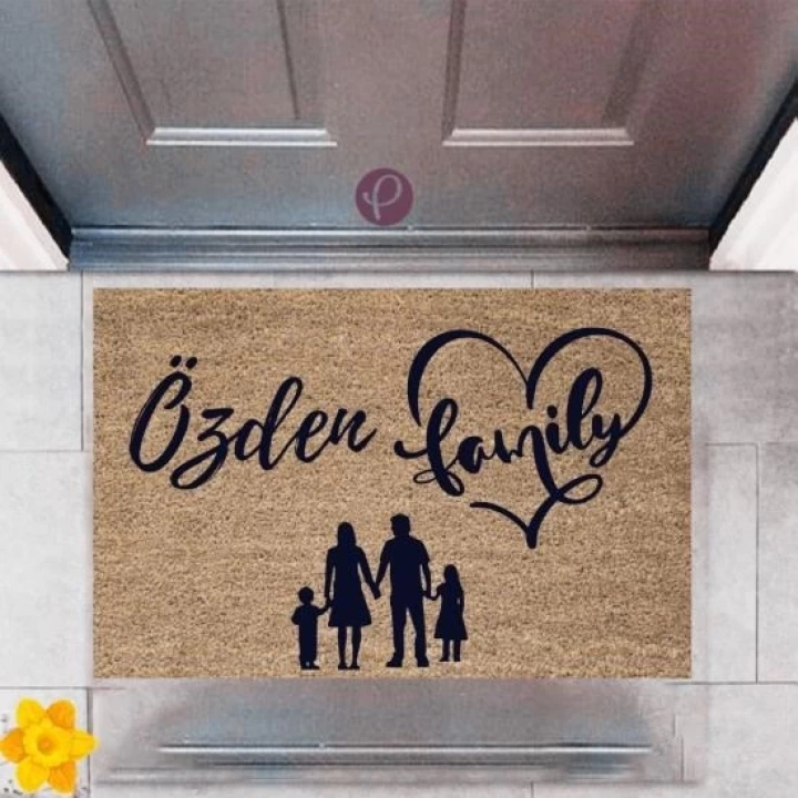 BFS Kapı Önü Paspası Dekoratif Dijital Baskı Family P-2441