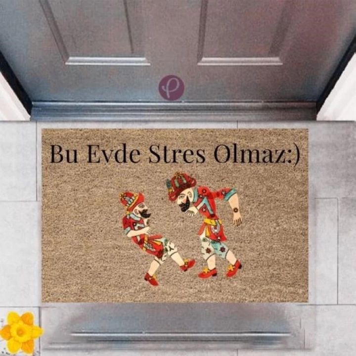 BFS Kapı Önü Paspası Dekoratif Dijital Baskı Hacivat-Karagöz P-2434