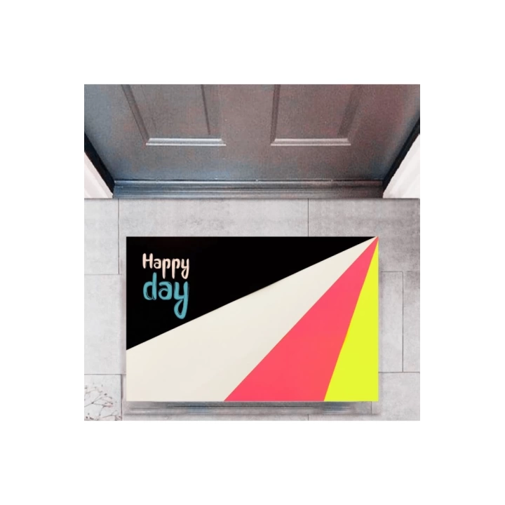 BFS Kapı Önü Paspası Dekoratif Dijital Baskı Happy Day P-2322