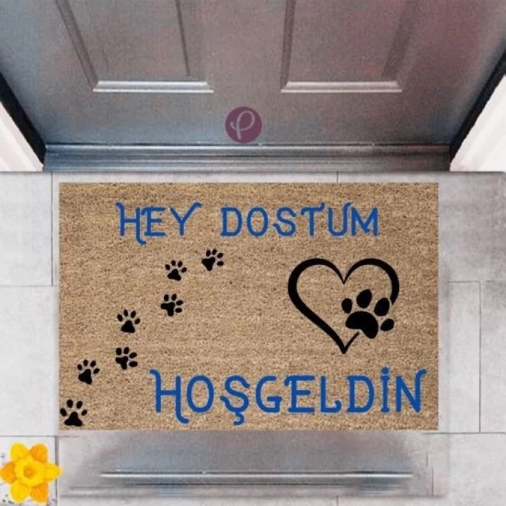 BFS Kapı Önü Paspası Dekoratif Dijital Baskı Hey Dostum P-2473