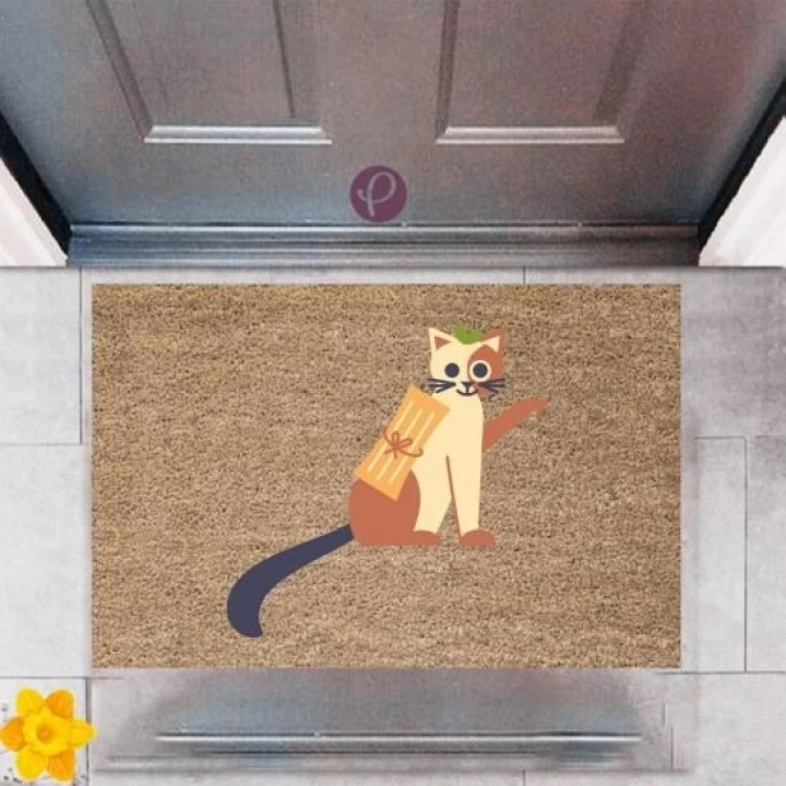 BFS Kapı Önü Paspası Dekoratif Dijital Baskı Kedi P-2431