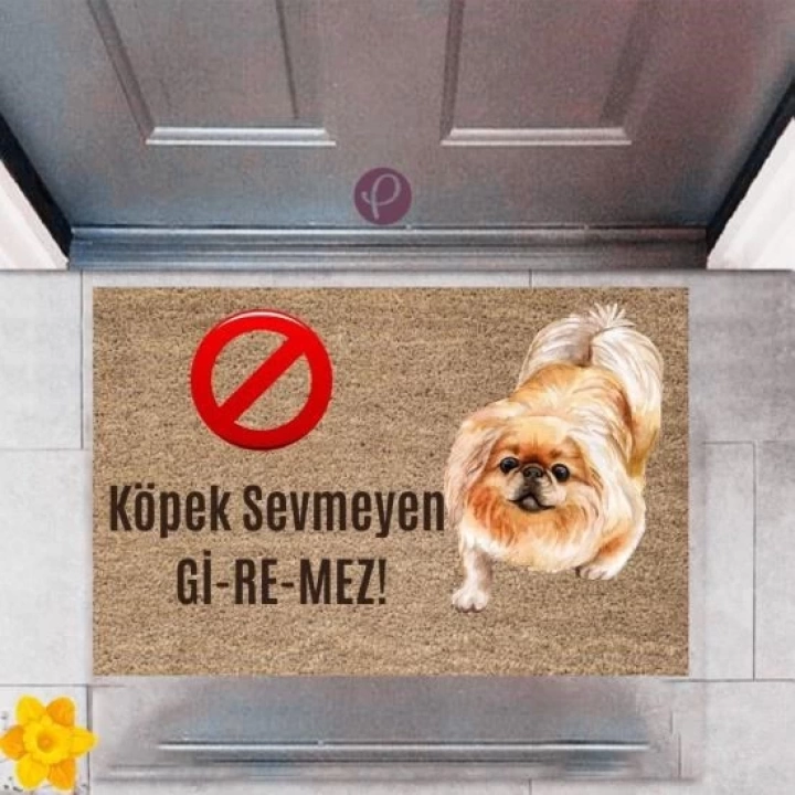 BFS Kapı Önü Paspası Dekoratif Dijital Baskı Köpek Sevmeyen Giremez P-2376