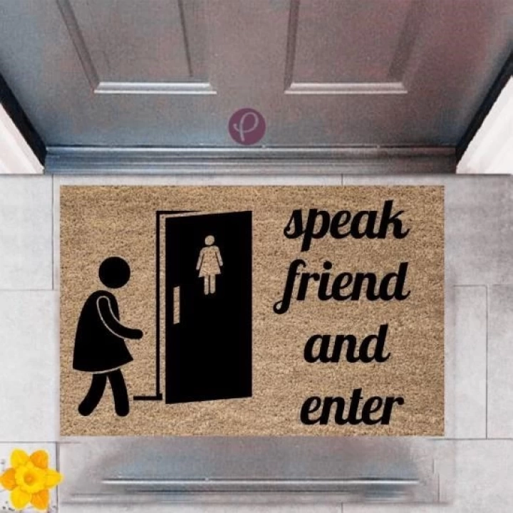 BFS Kapı Önü Paspası Dekoratif Dijital Baskı Speak Friend and Enter P-2365