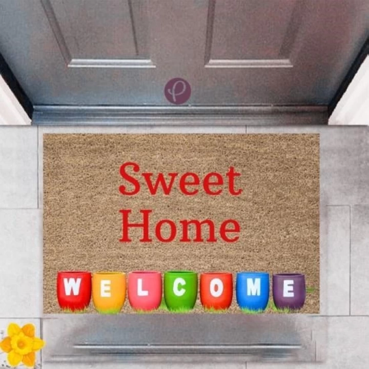 BFS Kapı Önü Paspası Dekoratif Dijital Baskı Sweet Home P-2463