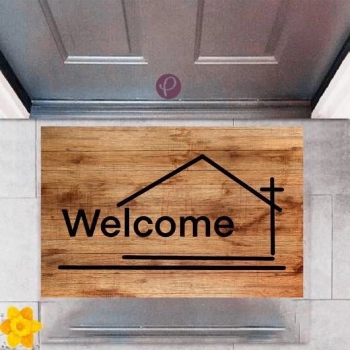 BFS Kapı Önü Paspası Dekoratif Dijital Baskı Welcome P-2339