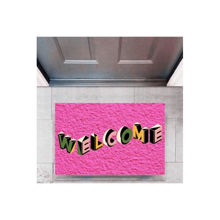 BFS Kapı Önü Paspası Dekoratif Dijital Baskı Welcome P-2343