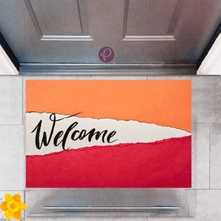 BFS Kapı Önü Paspası Dekoratif Dijital Baskı Welcome P-2344