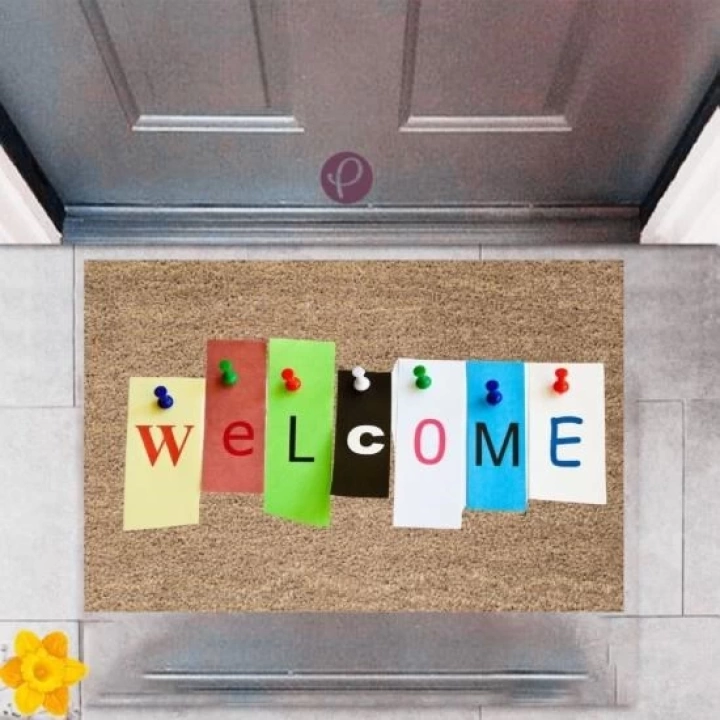 BFS Kapı Önü Paspası Dekoratif Dijital Baskı Welcome P-2464
