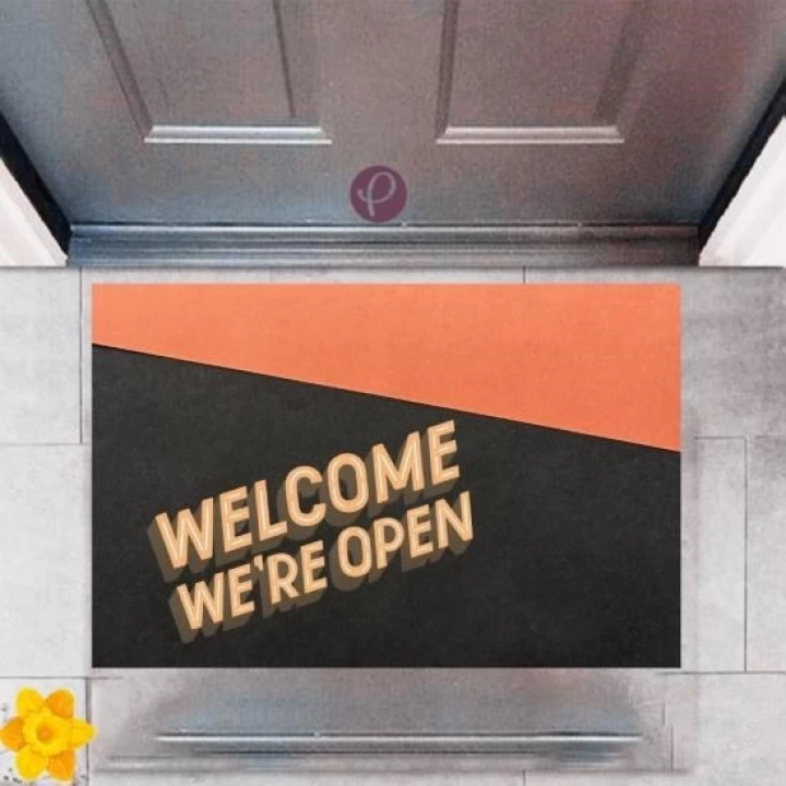 BFS Kapı Önü Paspası Dekoratif Dijital Baskı Welcome Were Open P-2337