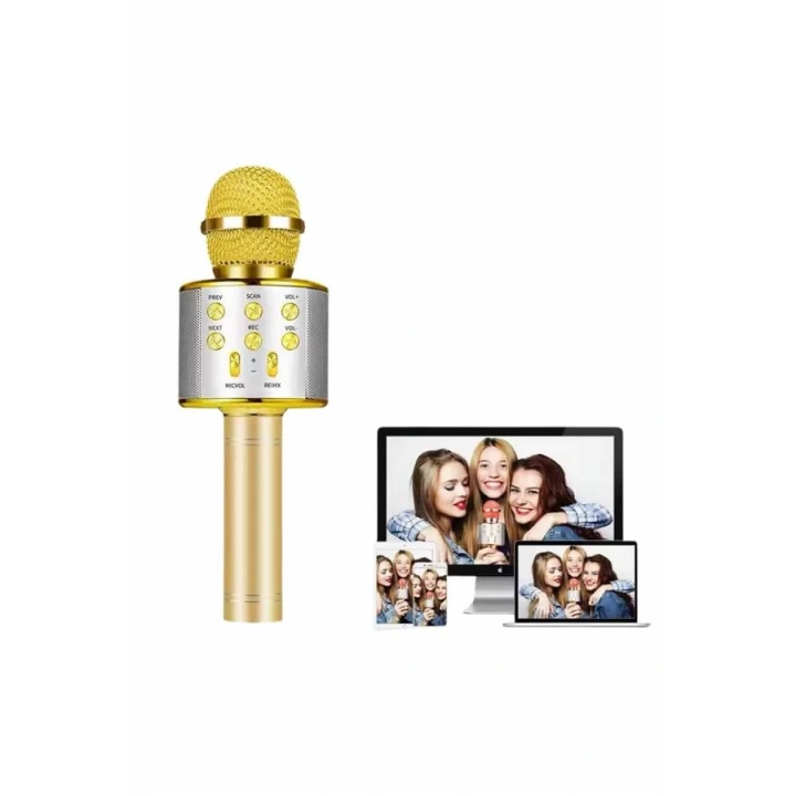 BFS Karaoke Mikrofon Bluetooth Bağlantılı Aux Girişli Uzun Pil Ömrü Yüksek Ses Kaliteli