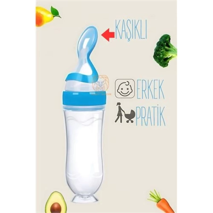 BFS Kaşıklı Mama Silikon Biberon ERKEK Bebek Besleyici