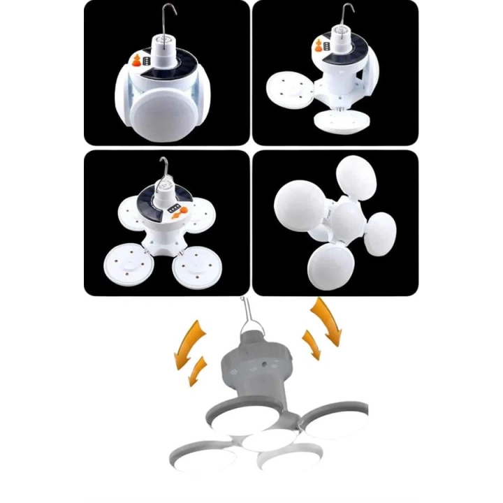 BFS Katlanabilir Askılı Kamp Lambası 5 Kanatlı Pratik Güneş Enerjili