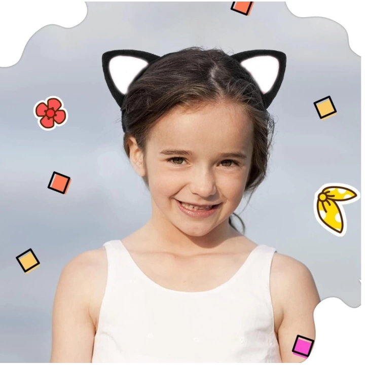 BFS   Kedi Kulak Taç Siyah İçi Beyaz Renk Pofuduk 15X17 cm