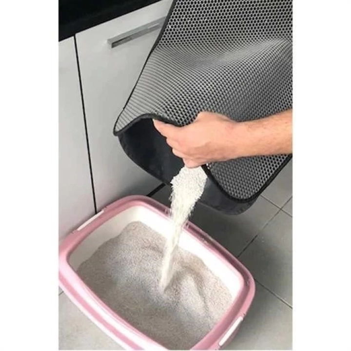 BFS  Kedi Tuvalet Önü Kum Toplayıcı Temizleyici Elekli Gri Paspas