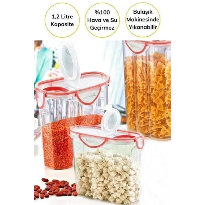 BFS  Kilitli Kapaklı Contalı Hava,Su Sıvı Geçirmez 1,2 Litre Erzak Saklama Kabı-SA580