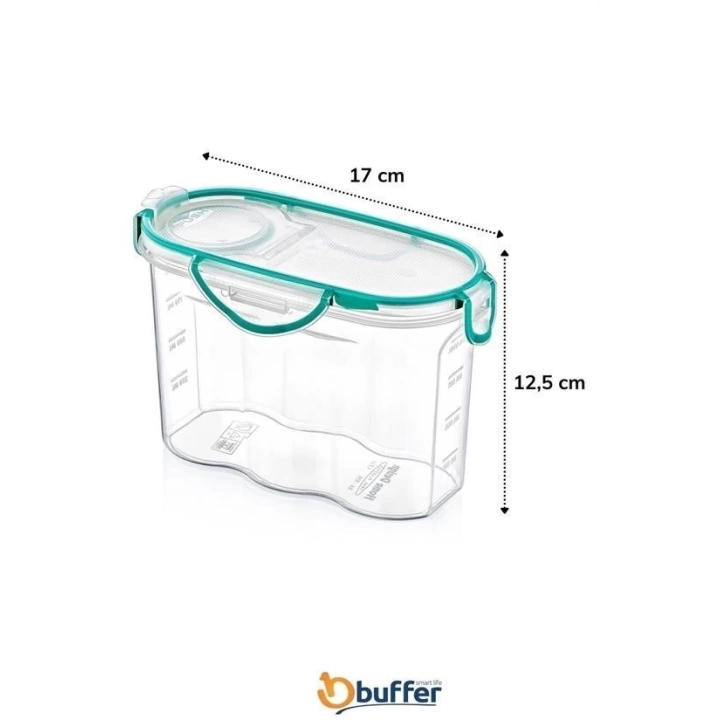 BFS  Kilitli Kapaklı Contalı Hava,Su Sıvı Geçirmez 1,2 Litre Erzak Saklama Kabı-SA580