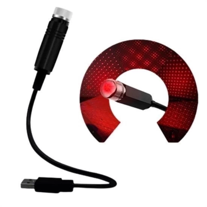 BFS  Kırmızı Ayak Altı Tavan Led Araç içi Aydınlatma Oto Araba İç Disko Ayarlanır USB Lamba Işık