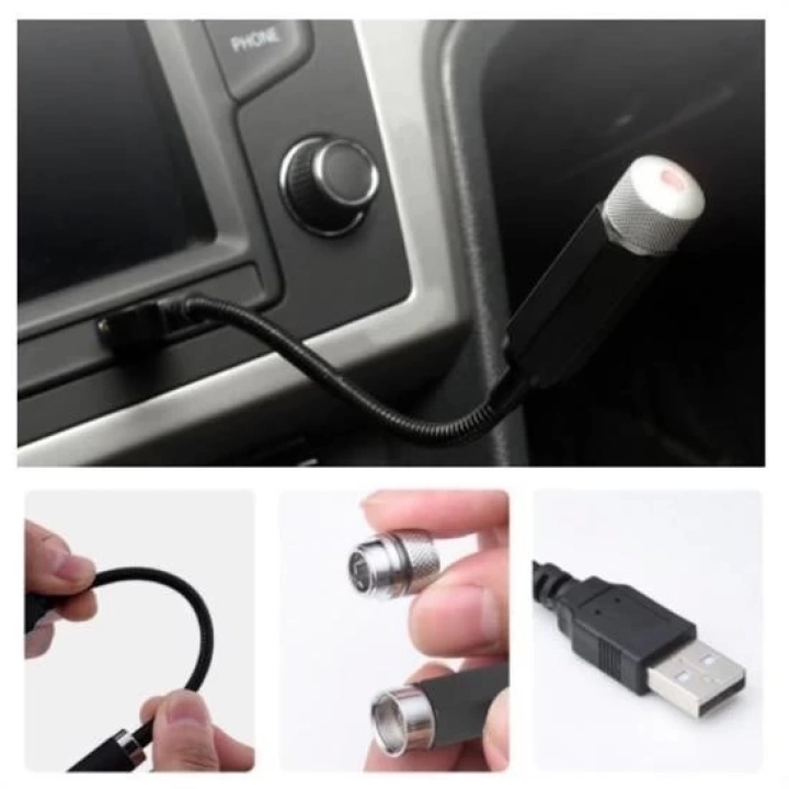 BFS  Kırmızı Ayak Altı Tavan Led Araç içi Aydınlatma Oto Araba İç Disko Ayarlanır USB Lamba Işık