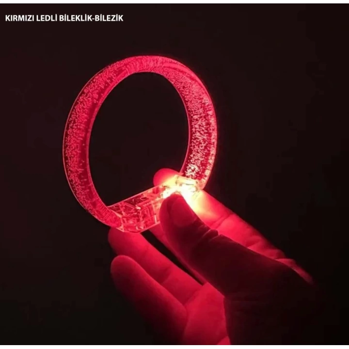 BFS  Kırmızı Led Işıklı Baskı Yapılabilen Pilli Bileklik Bilezik 1,5 cm Genişlik