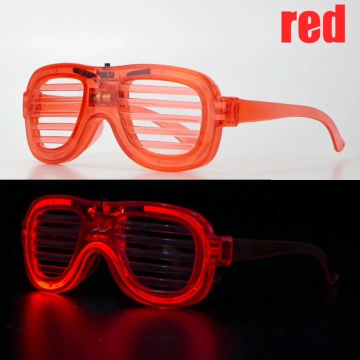 BFS  Kırmızı Led Işıklı Parti Gözlüğü - Neon Glow Şerit Gözlük 3 Modlu