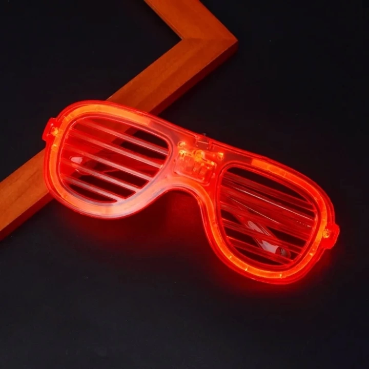 BFS Kırmızı Led Işıklı Parti Gözlüğü - Neon Glow Şerit Gözlük 3 Modlu