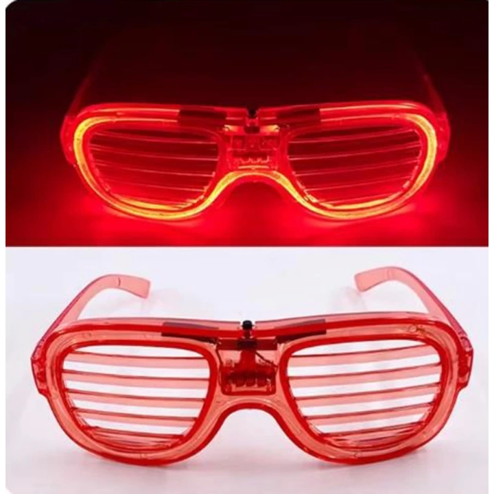 BFS  Kırmızı Led Işıklı Parti Gözlüğü - Neon Glow Şerit Gözlük 3 Modlu