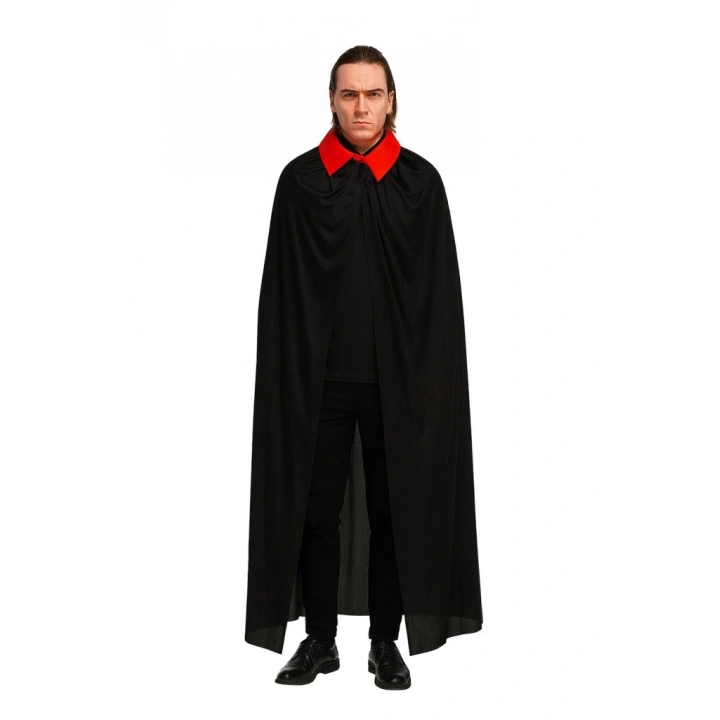 BFS  Kırmızı Yakalı Siyah Dracula Pelerin 120 cm