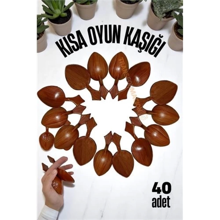 BFS  Kısa Oyun Kaşığı Halk Oyunu Kaşığı - Kına Kaşığı Kısa Saplı Zeybek Oyun Kaşığı 40 ADET