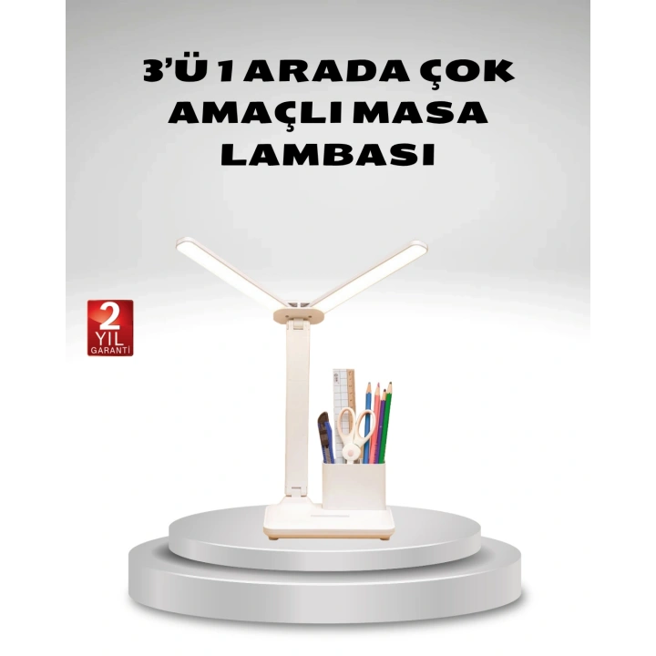 BFS Kısılabilir LED Masa Lambası – Kalemlik ve Telefon Standlı, Göz Yormayan Işık