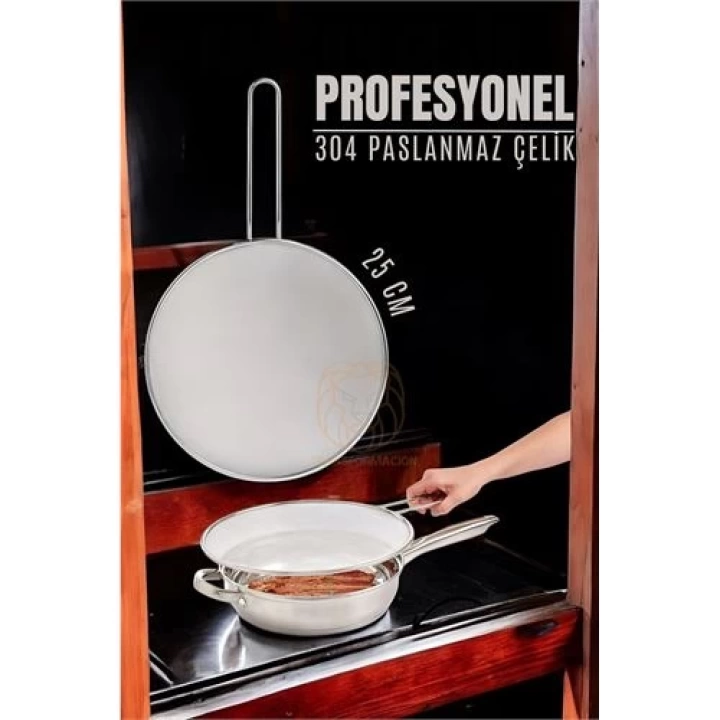 BFS Kızartma Yağ Sıçratmaz 25 CM 304 Paslanmaz Çelik Mink Design