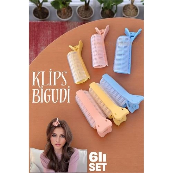 BFS Klipsli Saç Bigudisi Isısız Doğal Bukle Gece Bigudisi 3 cm 6 lı Set