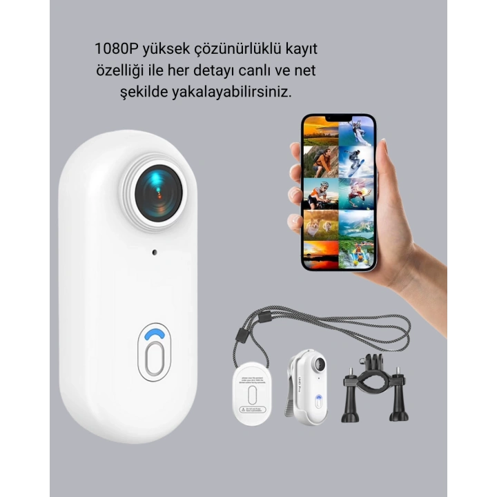BFS Kompakt 1080P Aksiyon Kamerası Suya Dayanıklı WiFi ve 120° Geniş Açı