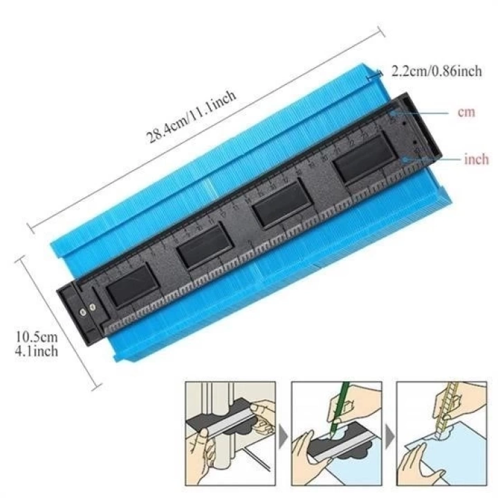 BFS  Kontur Ölçüm Cihazı Ahşap Fayans Şekillendirme Kalıbı 24 cm