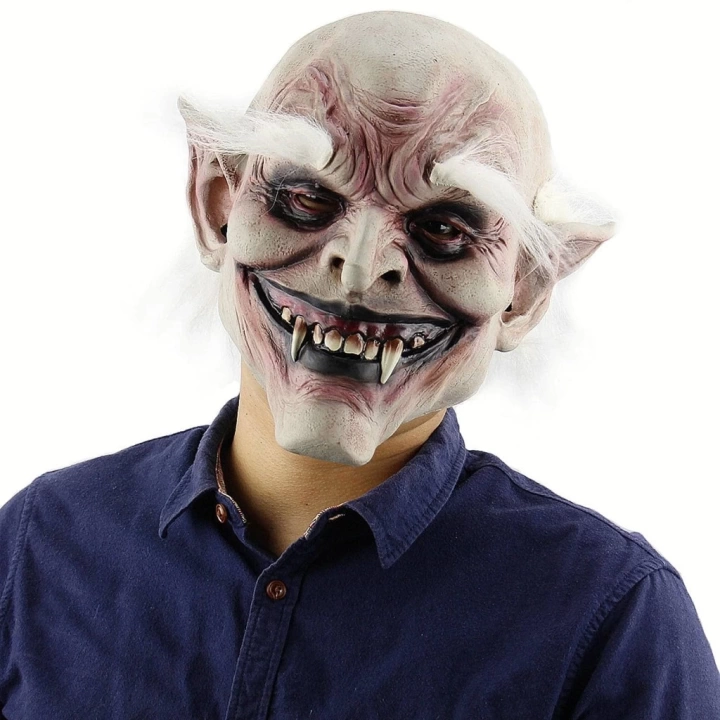 BFS     Korku Zombi Maskesi Beyaz Saçlı Kaşlı Lateks Vampir Maskesi Et Maske
