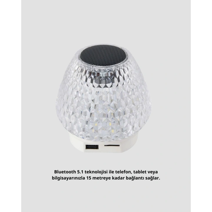 BFS Kristal Desenli LED Işıklı Bluetooth Hoparlör 5W 1200 mAh Taşınabilir