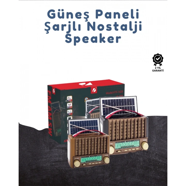 BFS KTF-1428 Taşınabilir Güneş Enerjili Bluetooth Radyo Hoparlör – Şarjlı, Radyo, MP3, AUX Girişli