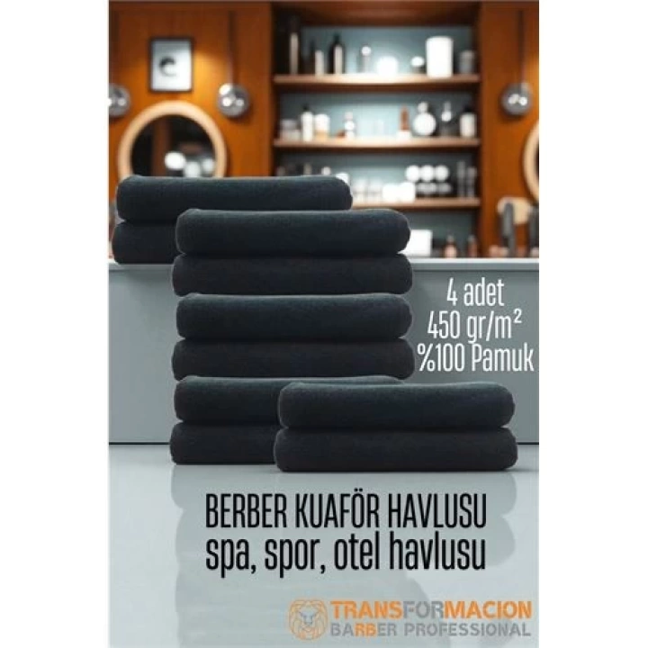BFS  Kuaför Berber Havlusu 10 ADET Pamuk Berber Havlusu 50x90 Siyah