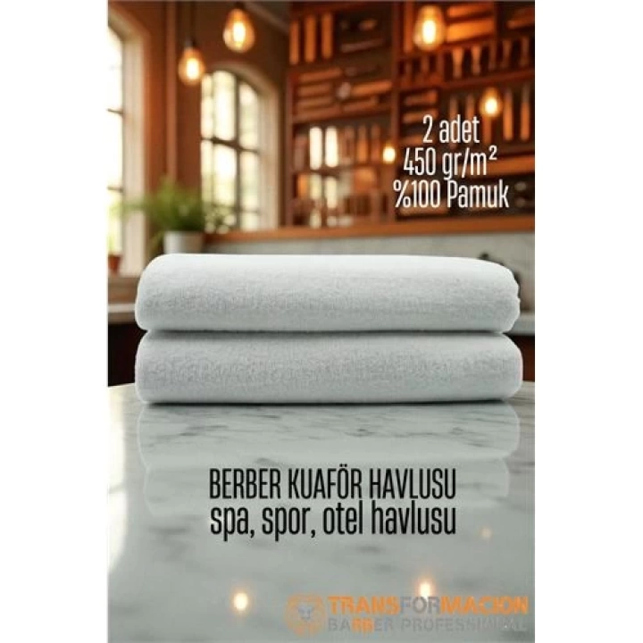BFS  Kuaför Berber Havlusu 2 ADET Pamuk Berber Havlusu 50x90 Beyaz