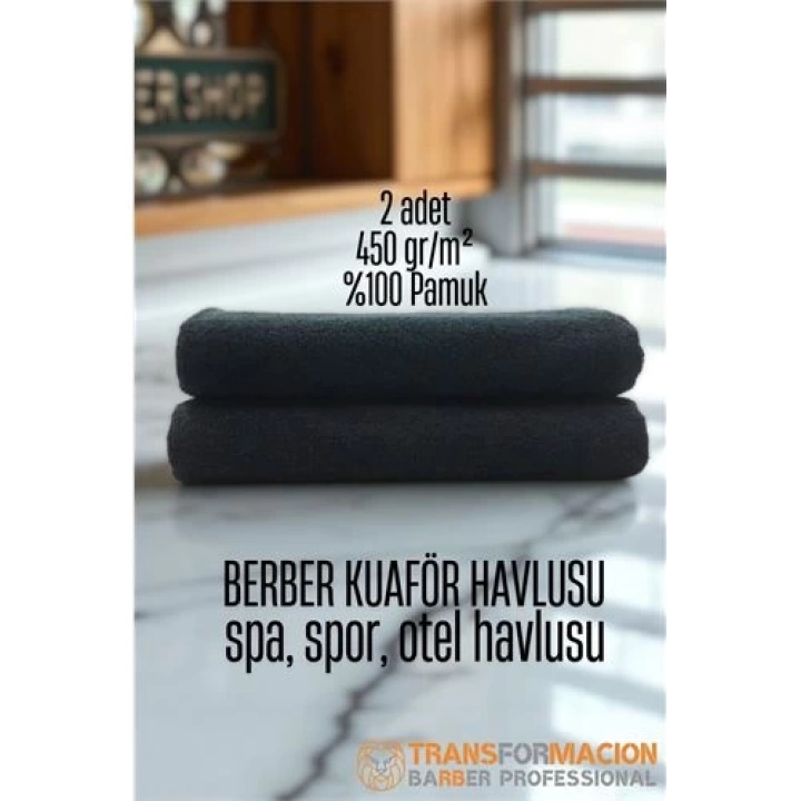 BFS  Kuaför Berber Havlusu 2 ADET Pamuk Berber Havlusu 50x90 Siyah