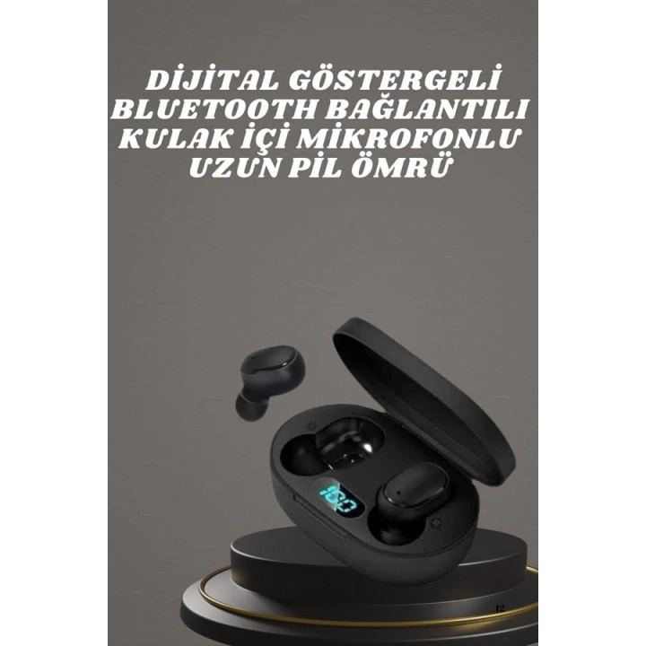 BFS Kulaklık Dijital Göstergeli Bluetooth Bağlantılı Kablosuz Kulak İçi Mikrofonlu Dokunmatik Kontrol