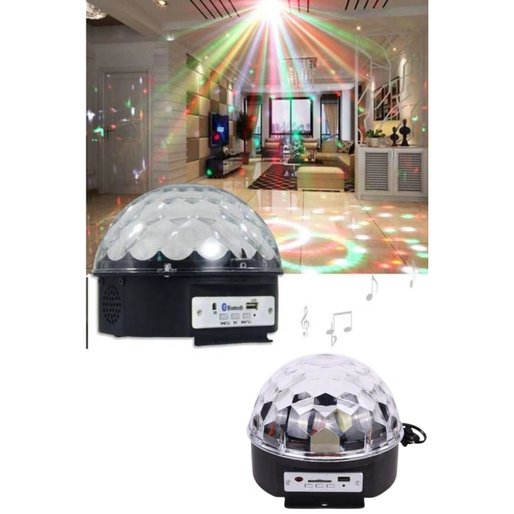 BFS Küre Disko Topu Müzik Çalar Renkli Lazer Işıklı Bluetooth Disko Parti Işığı Kumandalı