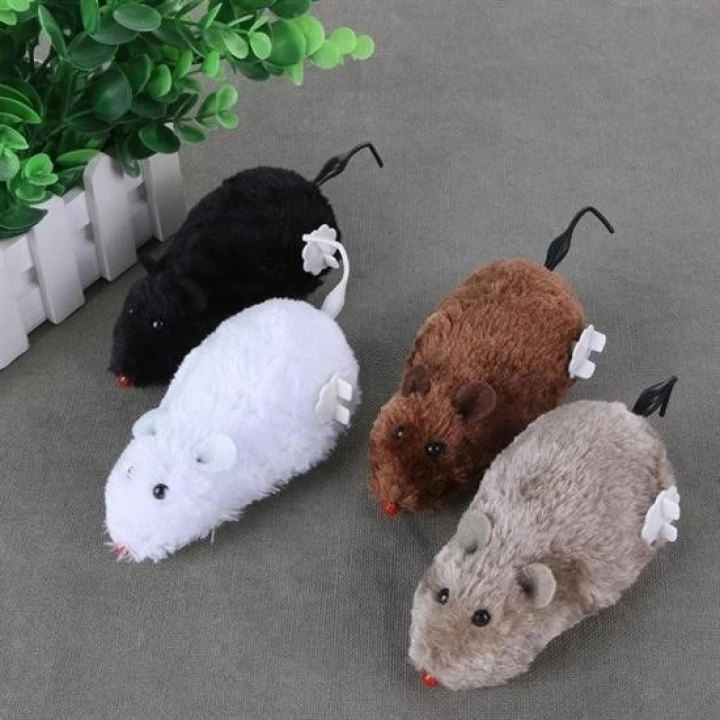 BFS  Kurmalı Kedi Eğitim Oyuncağı Tüylü Peluş Fare Yakalama İnteraktif Sevimli Eğlenceli Oyuncak